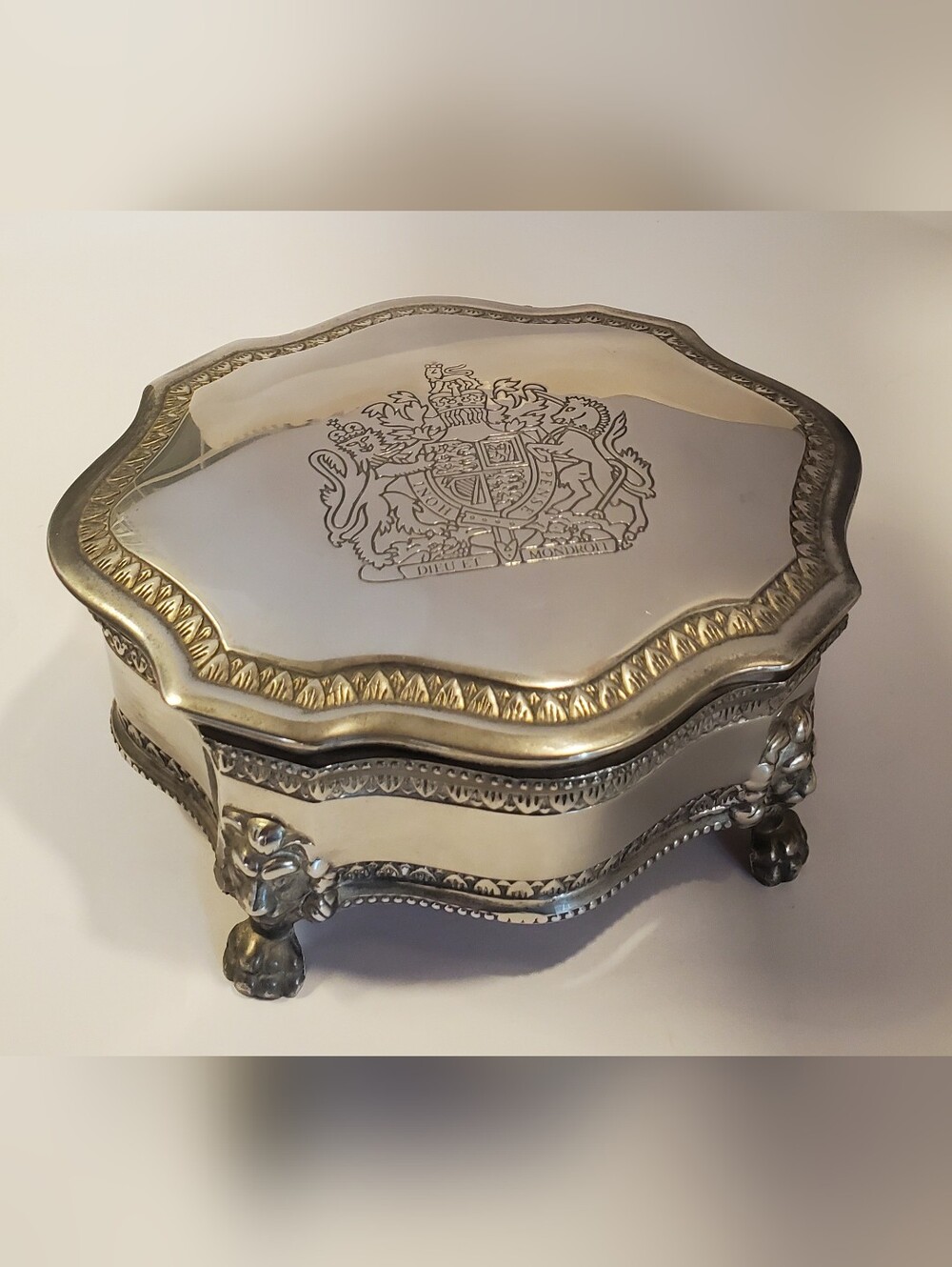 Vintage Silver Claw Foot Jewelry Box